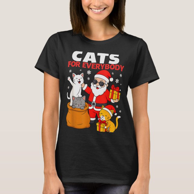 Camiseta Cats For Everybody Funny Christmas Cat Xmas Santa  (Anverso)