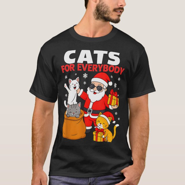 Camiseta Cats For Everybody Funny Christmas Cat Xmas Santa  (Anverso)