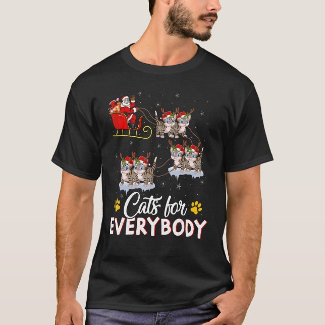 Camiseta Cats For Everybody Xmas Santa Sleigh Cat Christmas (Anverso)