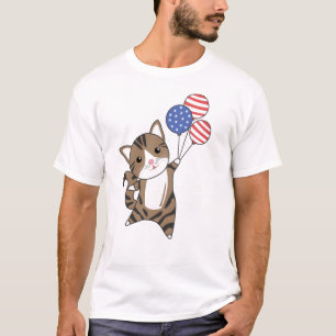 Camiseta Cats Funny Cat 4th Of July American Flag