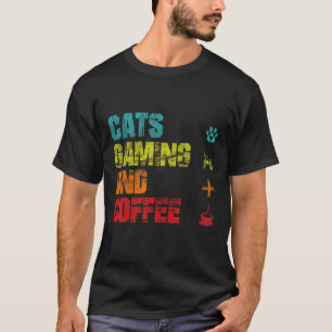 Camiseta Cats Gaming And Coffee Cat S Essentials