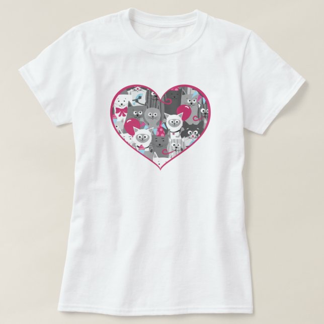 Camiseta Cats Heart Love T-Shirt (Diseño del anverso)