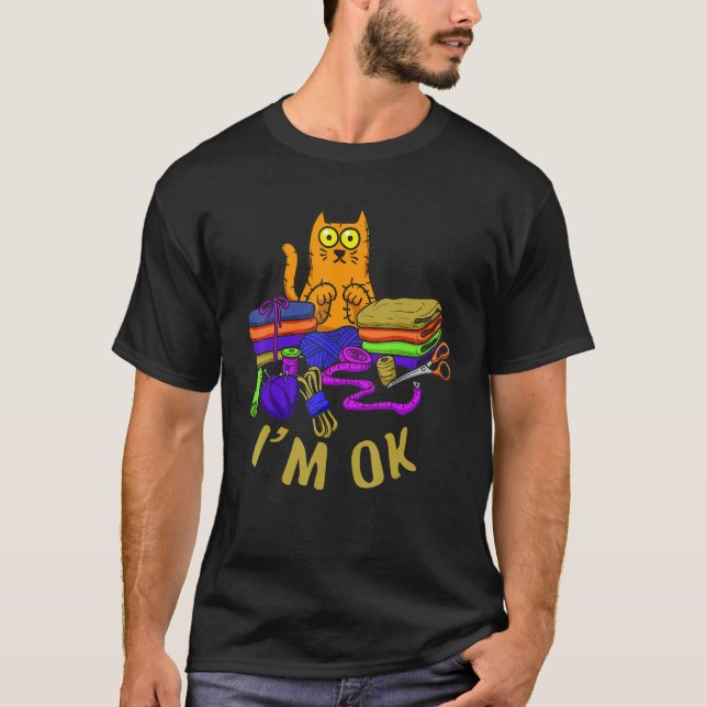 Camiseta Cats I'm Ok Animal Kitten  Paw Love Pet Sewing (Anverso)