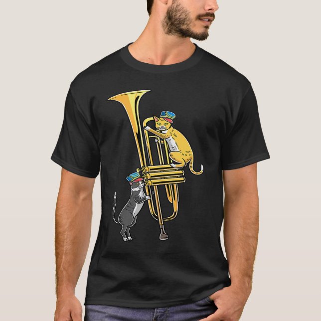 Camiseta Cats In Trumpet Instrument Trumpet Player Trumpete (Anverso)