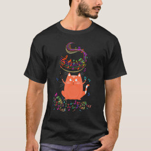 Camiseta Cats Kitty Jugando Música Nota Clef Músico Art Cl