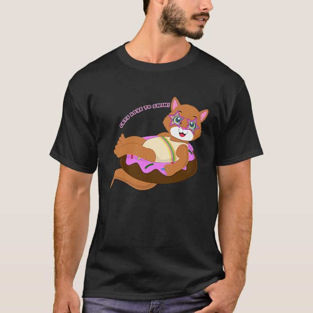 Camiseta cats love to swim summer (Anverso)