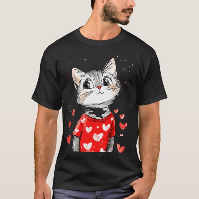 Camiseta Cats Lover Heart Girls Kitten Valentine’s Day Wome (Anverso)