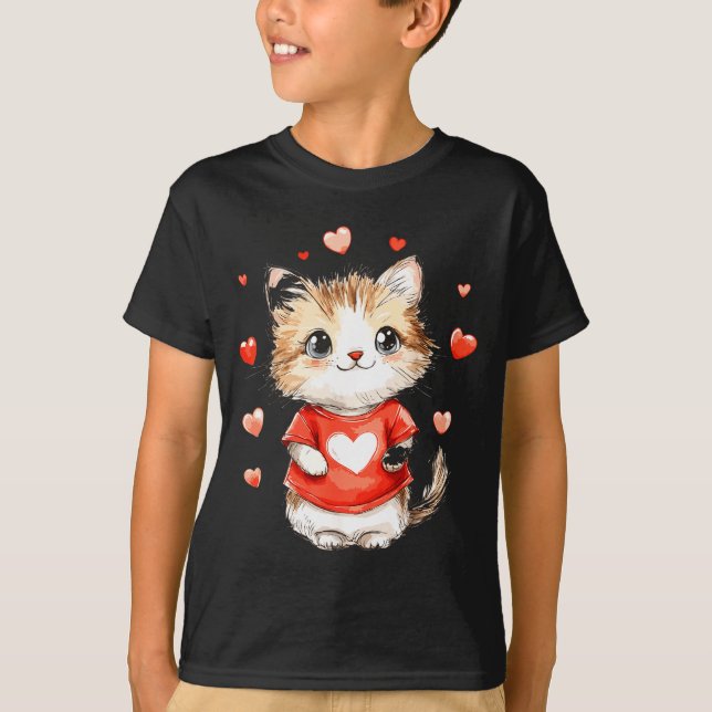 Camiseta Cats Lover Heart Girls Kitten Valentine’s Day Wome (Anverso)