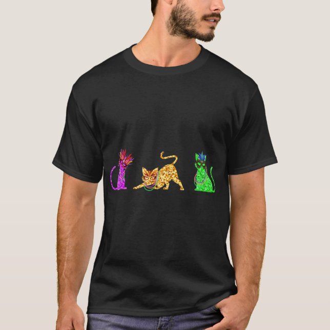Camiseta Cats Mardi Gras Silhouette, Carnaval de Nueva Orle (Anverso)