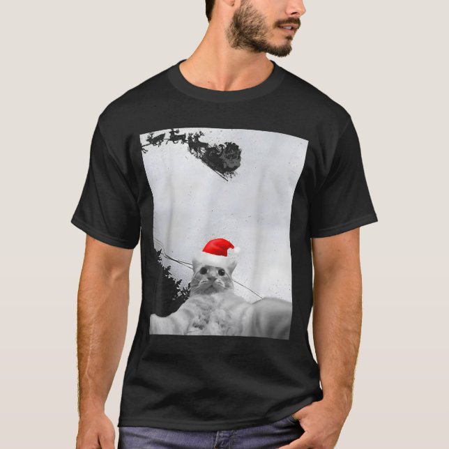 Camiseta Cats Meme Funny Cat Selfie With Santa Hat Christma (Anverso)