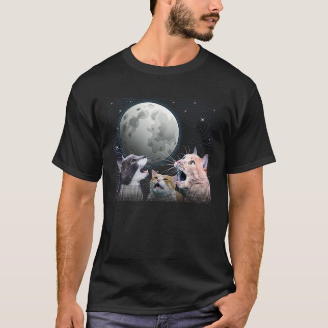 Camiseta Cats Meowling At Moon Cat   Space Kitten Joke (Anverso)