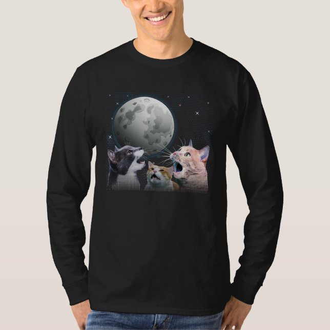 Camiseta Cats Meowling At Moon Cat   Space Kitten Joke (Anverso)