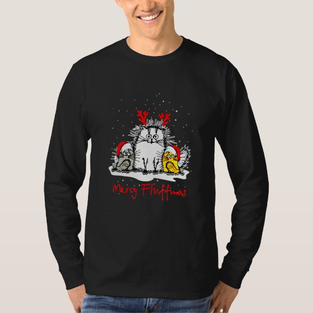 Camiseta Cats Merry Fluffmas Christmas Cat Santa Cat (Anverso)