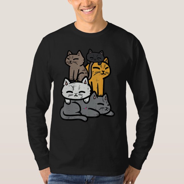 Camiseta Cats Piled Up Cute Kitten Feline Women Girls Kids  (Anverso)