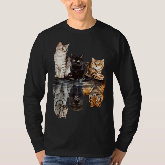 Camiseta Cats Reflection Mirror Tiger Mom Mother Day Love (Anverso)