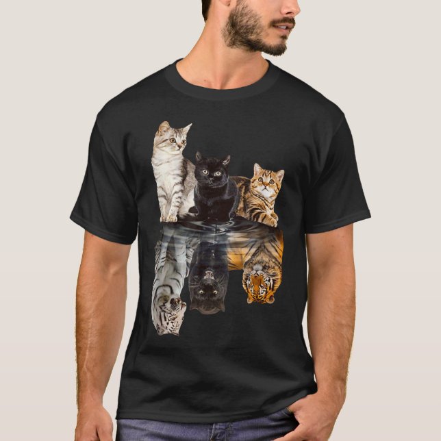 Camiseta Cats Reflection Mirror Tiger Mom Mother Day Love (Anverso)