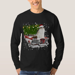 Camiseta Cats Rides Red Truck Navidad Árbol Navidad Navidad