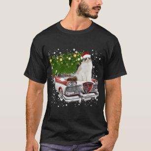 Camiseta Cats Rides Red Truck Navidad Árbol Navidad Navidad