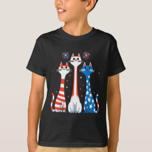 Camiseta Cats Rojos Blancos Azules Usando La Bandera Fuego 