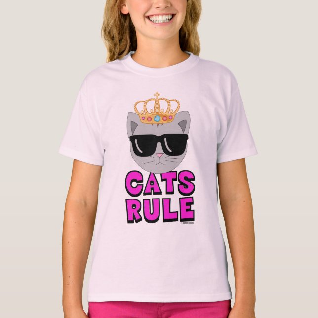 Camiseta CATS RULE Royal Cat con gafas de sol (Anverso)