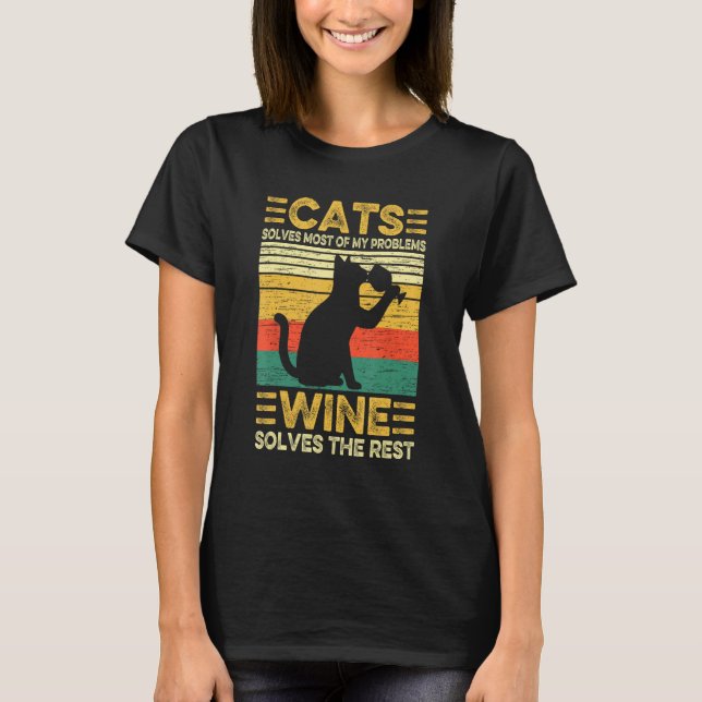 Camiseta Cats Solves Problems Wine  Tasting Wine Maker Dad  (Anverso)