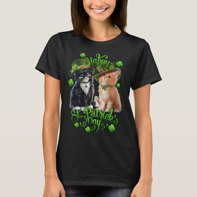 Camiseta Cats St Pat's Paddy Patrick Day's Happy St Cat Tri (Anverso)