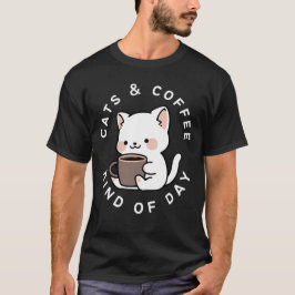 Camiseta Cats y café en una curiosa cita para gato