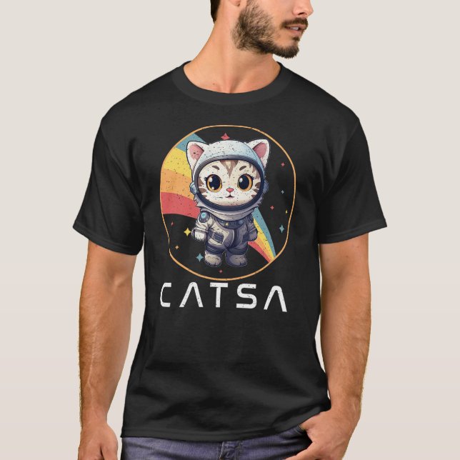Camiseta CATSA Cat Astronaut in Space  Retro Kitten Astrono (Anverso)