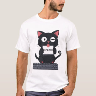 Camiseta Catspline - Gracioso meme de gato negro