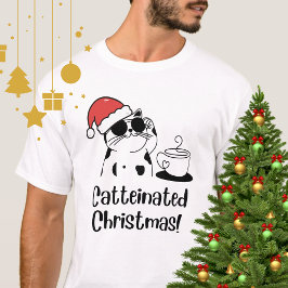Camiseta Catteinated Christmas Coffee and Cat Lover Holiday