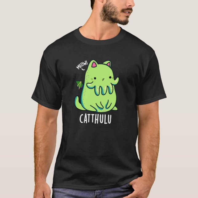 Camiseta Catthulu Funny Cthulhu Cat Pun Dark BG (Anverso)