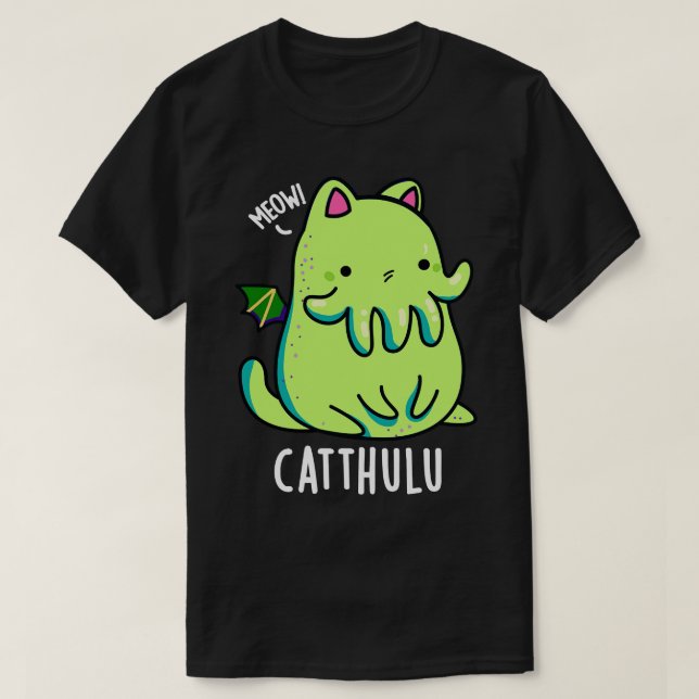 Camiseta Catthulu Gracioso Cthulhu Cat Puntee (Diseño del anverso)