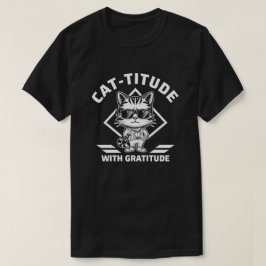 Camiseta Cattitude Con Alentamiento De Gato Gratitude