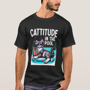 Camiseta Cattitude en la piscina Gato nadando Entrenador de