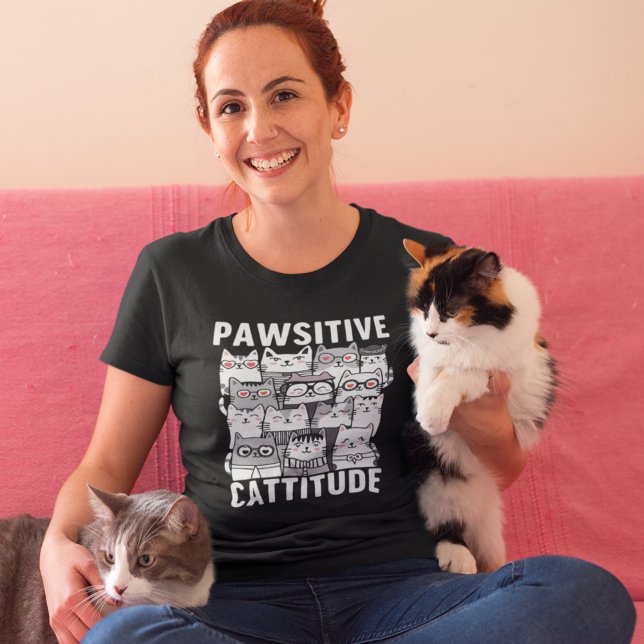 Camiseta Cattitude optimistic cat humor (Subido por el creador)