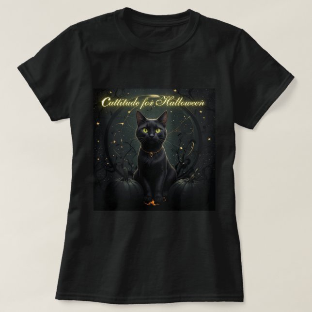 Camiseta "Cattitude" para Halloween- (Diseño del anverso)