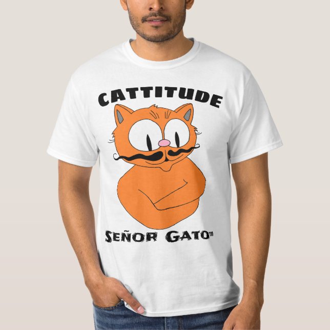 Camiseta CATTITUDE Personalizado Mustache Cat (Anverso)