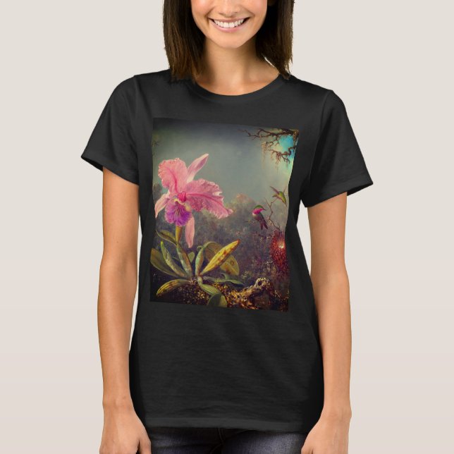 Camiseta Cattleya Orchid y tres Hummingbirds Heade (Anverso)