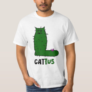 Camiseta Cattus - Doodle de gato de cactus, gato verde con 