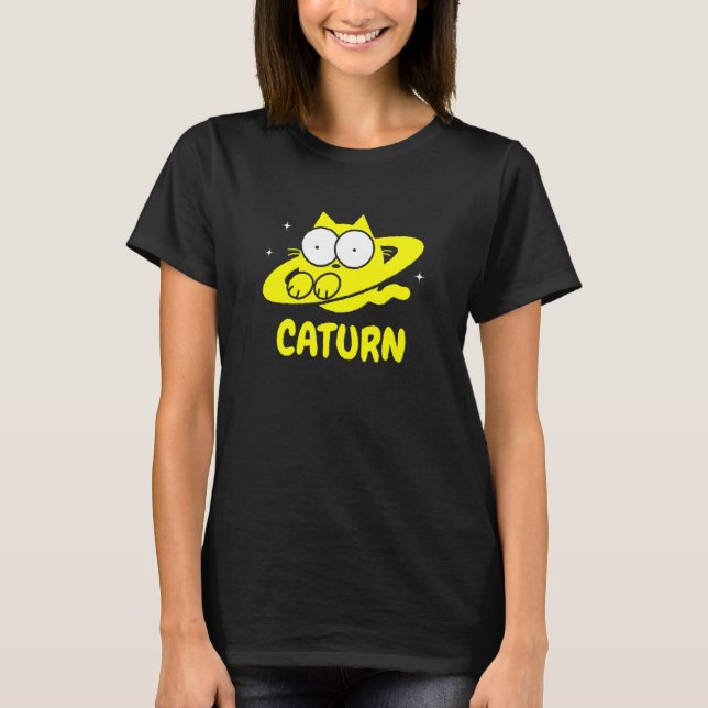 Camiseta Caturn Cat Space Saturn Doodle (Anverso)