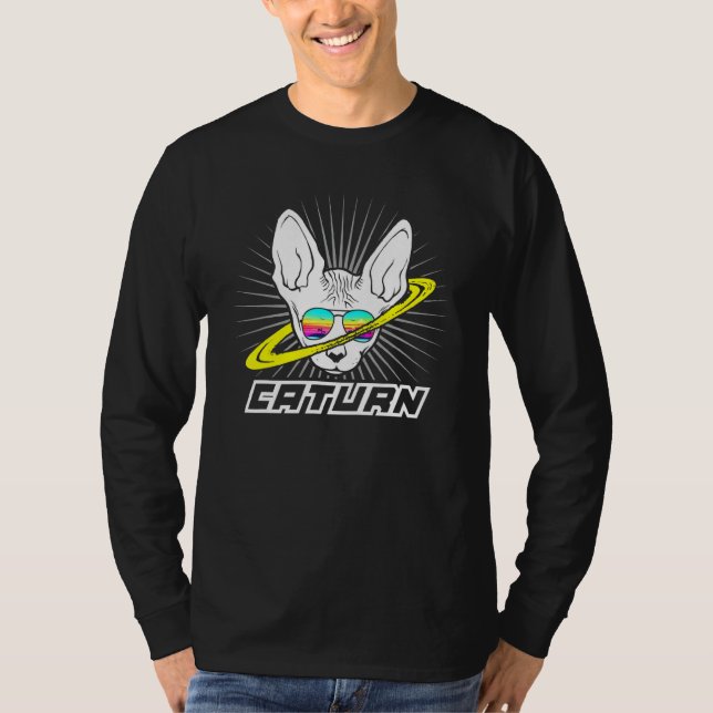 Camiseta Caturn Retro Saturn Cat Planeta (Anverso)