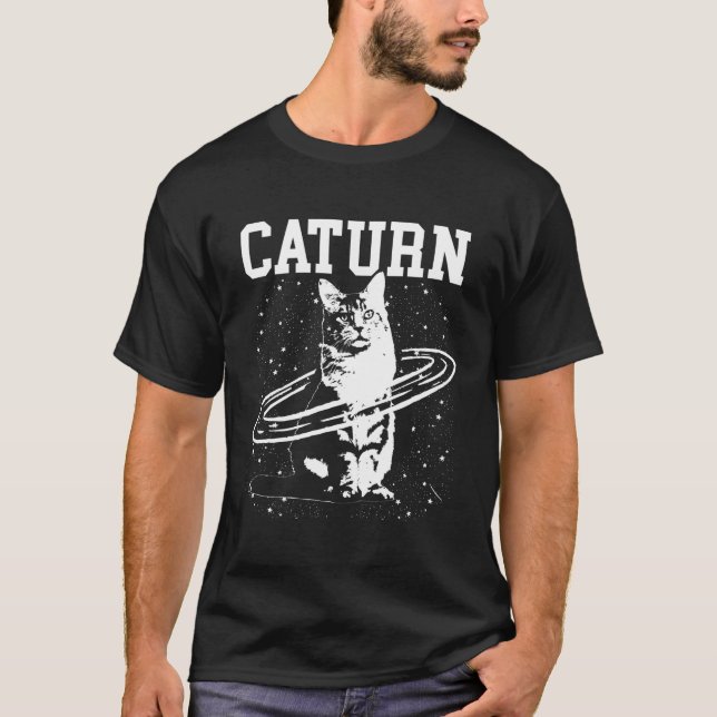Camiseta Caturn Saturn Espacio Cat Para Navidades (Anverso)