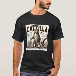 Camiseta Catzilla Amante Divertido de Gatos Urbanos Ciudad