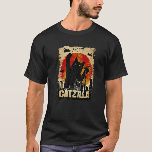 Camiseta Catzilla Antiguo Gatito Y Gato (Anverso)