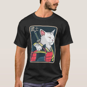 Camiseta Catzilla Arte de Gato Japonés Espada Katana Anime