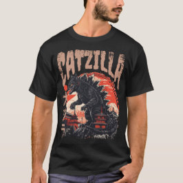 Camiseta Catzilla Arte japonés Gato gracioso