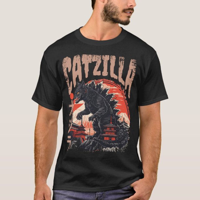 Camiseta Catzilla Arte japonés Gato gracioso (Anverso)