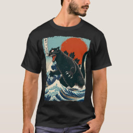 Camiseta Catzilla Arte Japonés Gracioso Gato Corto Gatito G