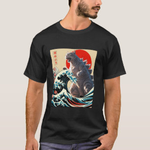 Camiseta Catzilla Cat Arte Japonés Gracioso Gato Gato Gatit