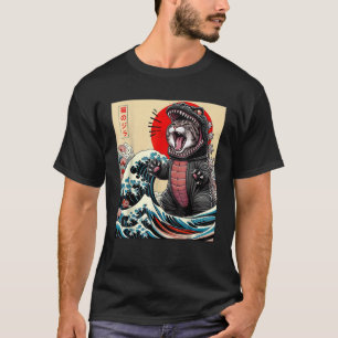 Camiseta Catzilla Cat Arte Japonés Gracioso Gato Para Hombr
